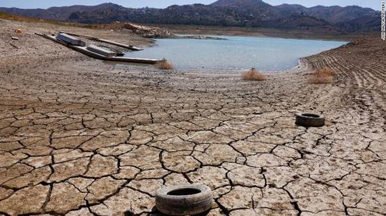 La Vinuela reservoir near Malaga, southern Spain pictured on  August 8.