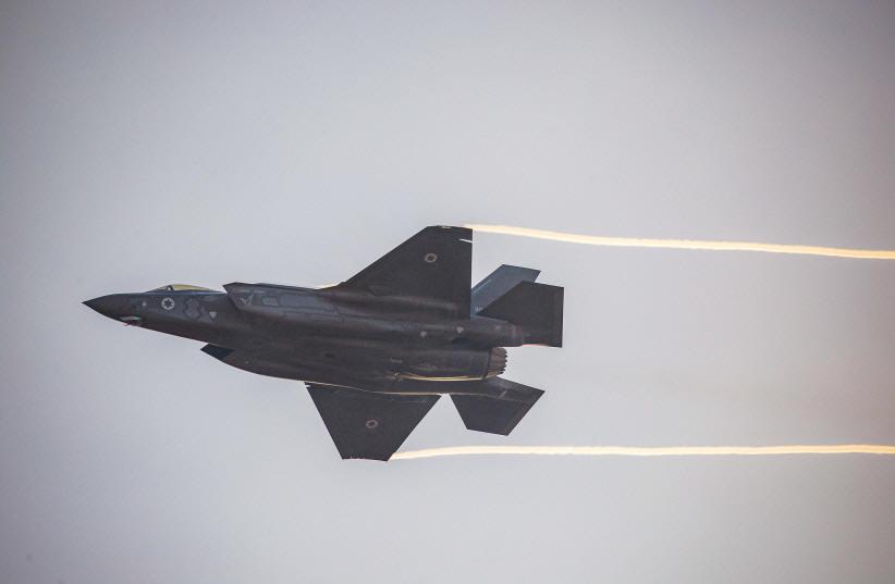  AN F-35 seen during an aerial display at an IAF pilots graduation ceremony at Hatzerim air base in the Negev. Stealth fighter aircraft of this type were involved in the downing of the Iranian UAVs.  (credit: AHARON KROHN/FLASH90)