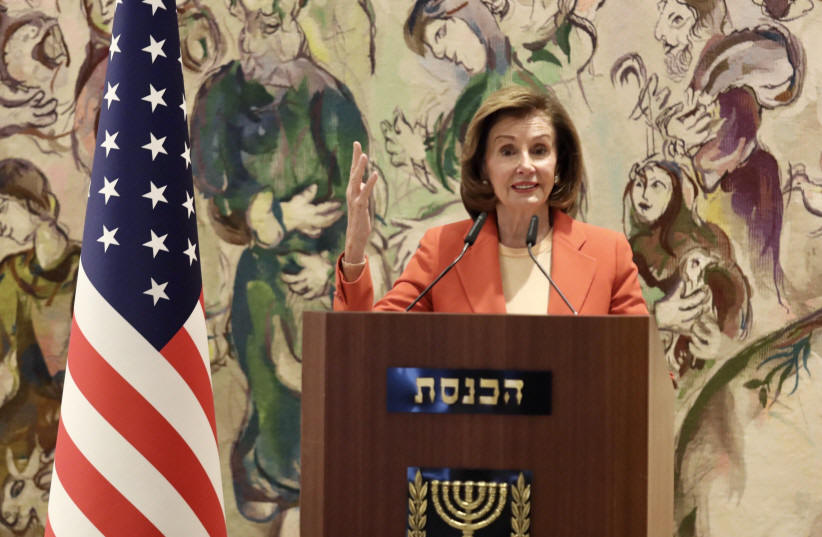  Speaker of the House Nancy Pelosi at the Knesset, February 16, 2022 (photo credit: MARC ISRAEL SELLEM/THE JERUSALEM POST)