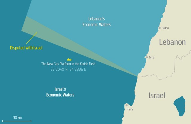 Map of disputed Israel-Lebanon maritime border