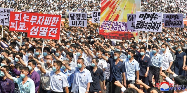 The photo is from the rally in Pyongyang